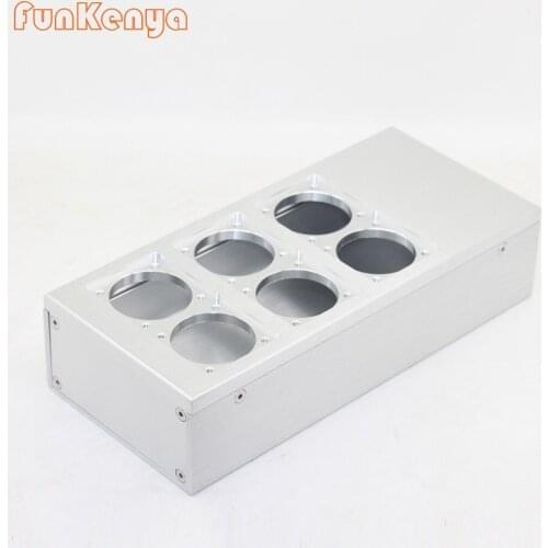 Full Silver Aluminum HIFI EU Power Case 4 / 6 Outlet European Standard Power Socket Chassis