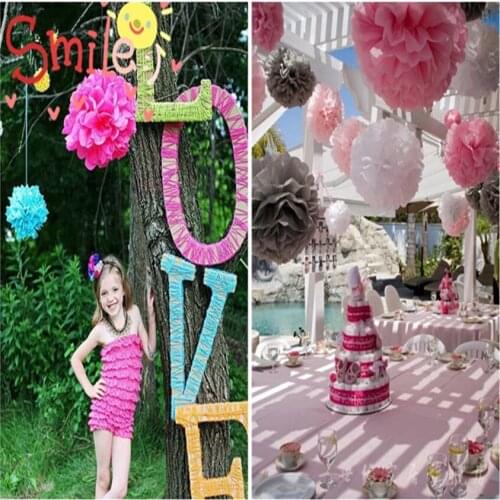 Pom Poms 1pcs 30cm Tissue Paper Artificial Flowers Balls Wedding Decoration Crafts Party Home Events Supplies Car Decorative