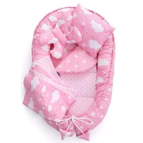 Baby Portable Baby Bed with Nest Bed Pillow Handmade 80*50 cm kids Beds Cotton Crib Newborn baby for Katl