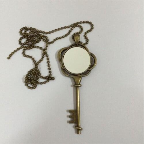 Blank rose key necklaces pendants for sublimation retro vintage antique necklace pendant for thermal transfer printing wholesale