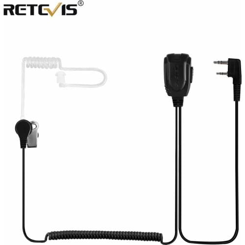 Retevis EAK005 2 Pin Walkie Talkie Earpiece Air Acoustic Tube Two Way Radio Headset with Coil MIC for Kenwood Baofeng UV-5R UV82