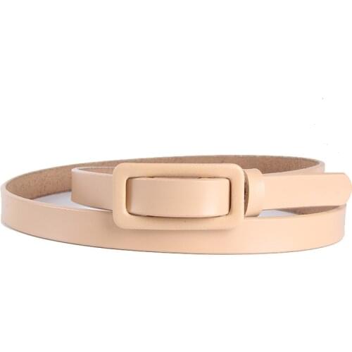 Genuine Leather Women Belt For Dresses No Hole High Fashion Thin Belt Women Solid Red Camel Pink Summer Female Strap