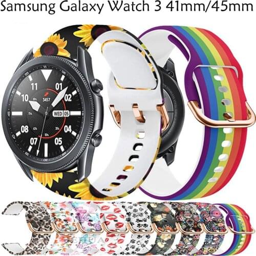 Watch Strap For Samsung Galaxy Watch 3 41mm 45mm Printing Silicone Soft Colorful Sports Watchbands For Galaxy 3 41/45mm Bands
