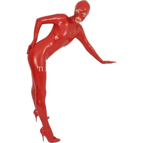 Sexy Exotic Lingerie Women Full Body Catsuit Women Jumpsuits with hood gloves&socks back zippers