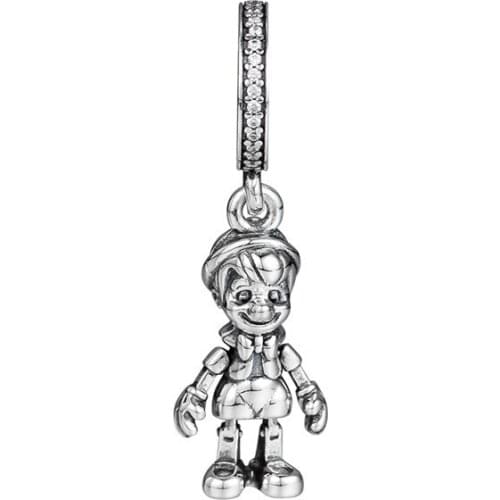 Cartoon Puppet Boy Charms for DIY Bracelets Fashion 925 Sterling Silver Jewelry Clear CZ Crystal Charms for Jewelry Making