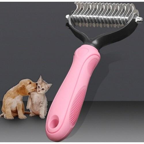 Pet Grooming Brush Double Sided Shedding Dematting Undercoat Rake Comb for Dogs and Cats,Extra Wide