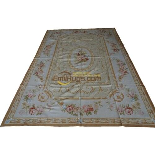 Wool french aubusson rug Knitting Art Magnificent Vintage Oriental Hand-knotted