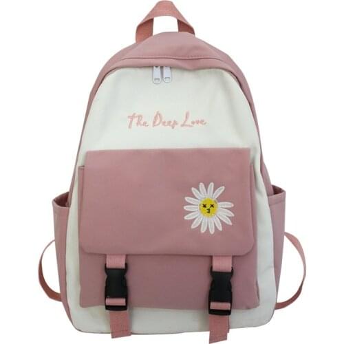 School Bags for Teenage Girls Backpack School Women Nylon Bookbags Soft Solid Flowers Student Schoolbag mochilas