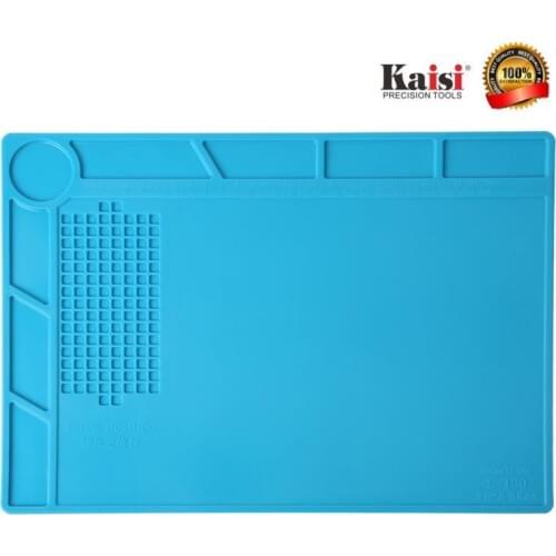High Temperature Resistant Heat Insulation Silicone Pad Blue Desk Mat For Electrical Soldering Maintenance Platform 35*25cm