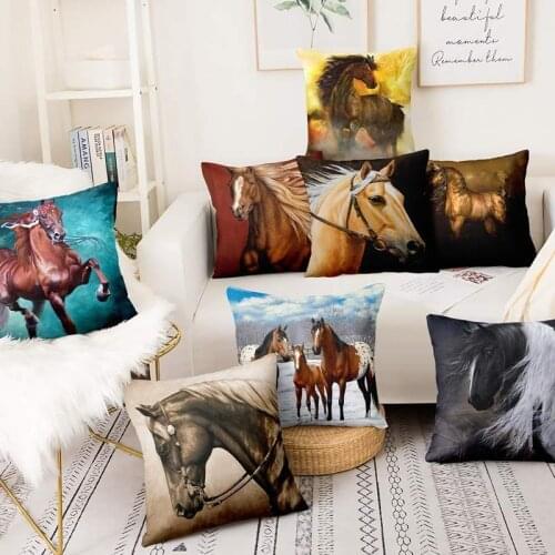 Morden Art Cushion Decorative Pillows Oil Painting Horse Pillowcase Luxury Cusions Home Decor Sofa Throw Pillows Almofadas 17*17