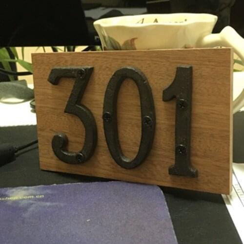 European Vintage Handmade Home Garden Wall Decor Cast Iron Arabic Numbers Signs