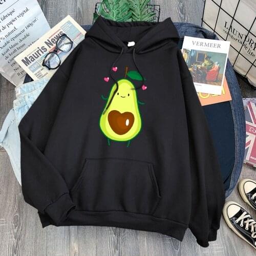 Avocado Love Nucleolus Kawaii Print Women Hoody 2021 Vintage Harajuku Hooded Hip Hop Fashion Hoodies Comfort Fleece Woman Hoodie