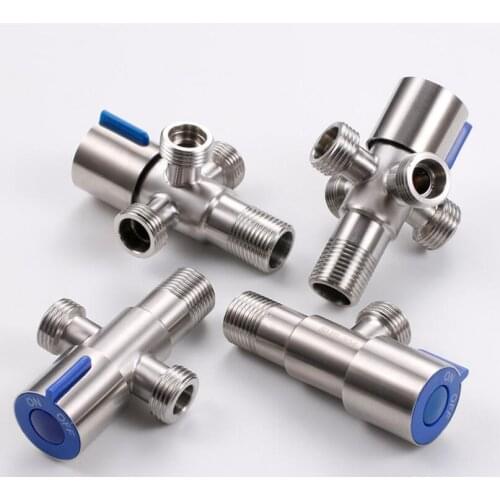 G1 / 2 304 Stainless Steel Triangle Valve Cold And Hot One Into Four Out Inlet Valve Toilet Water Heater Water Stop Valve