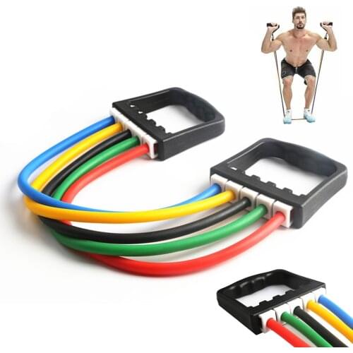 Yoga Five Tube Pull Rope Sports Chest Expander Rubbere Rope Elastic Rope Workout Fitness rope Latex Resistance Bands Exercise