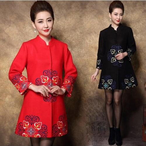 Spring and autumn Women tang suit casual embroidered clothing women tunic outerwear Chinese style traditional festival costume