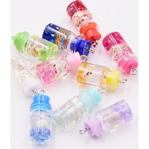 Yamily 10pcs/25*10mm Resin Simulation Transparent Conch Drifting Bottle Charm Pendant For Diy Keychain Necklace Earring Jewelry