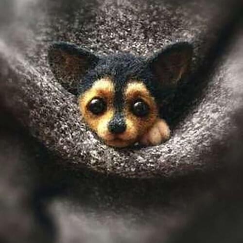 Women /men Pocket Animal Pet Doll Toy Wool Needle Felting Kit DIY Non Finished Dog Cat Fox Head Decor