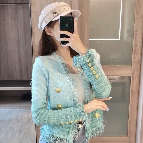 Spring High 2021SS Quality Women Casual Tassel Knitted Coat Female Fashion Jacket Overcoat Ddxgz2 3.24