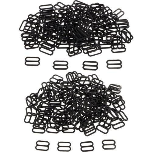 100Pc Nylon Underwear Adjustment Buckle Bra Hook Ring and Sliders Underwear Accessories Black