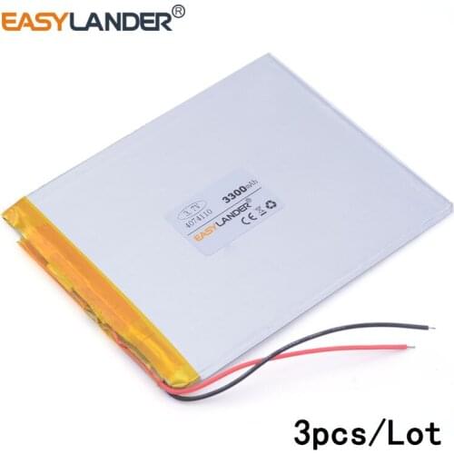 3PCS/Lot 3.7 V 4074110 3300 mah high capacity polymer lithium battery sun N70 7 inch tablet battery cell phone speaker laptop