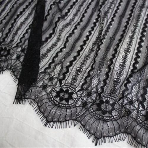 3 Yards Soft Floral Eyelash Stripe Lace Fabric French Chantilly Fabric DIY Sewing Bridal Robe Boho Wedding Dress Baptism Gown