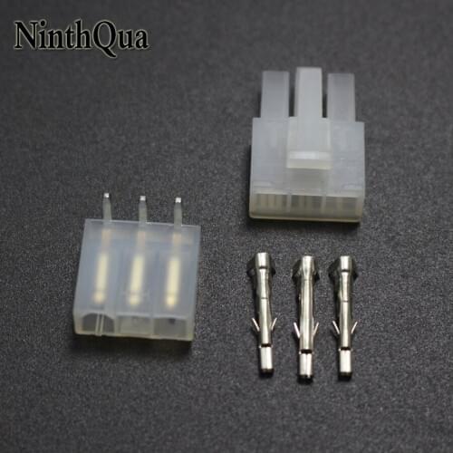 5sets 5557 5569 3P Bend Pin Wire Terminals Electrical Connector 4.2mm 3Pin Right Angle Plug jack for Car Auto PC ATX
