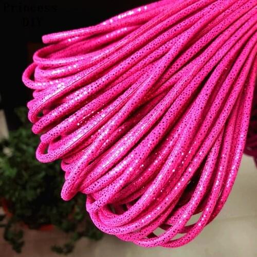 5M/Lot Jewelry Making Findings Round 3mm Fushia Cord Sequin Metallic Glitter Rope Strip DIY Bracelet Collar Choker Craft Materia