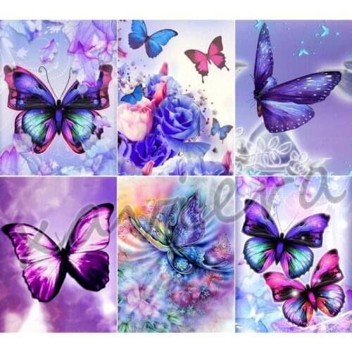 Xaviera 5D Diy Diamond Painting Purple Butterfly Dream Full Square Drill Animal Mosaic Rhinestone Embroidery Home Decor Crafts