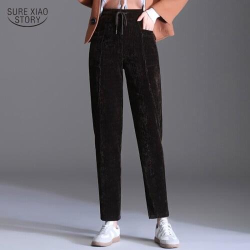 Harem Pant Plus Size Slim Casual Pants Autumn Elegant Long Pant Winter Fashion Pants for Women Velvet Trousers Pencil Pant 16446