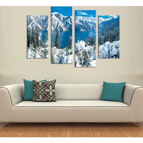 2016 Cuadros Fallout 4pcs The Beautiful Mountains And Lakes Canvas Wall Painting for Home Decor No Framed Pictures Art