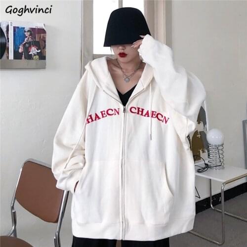 Basic Jackets Womens Oversize Boyfriends Casual Outwear Hooded Letter Sptring Autumn Harajuku Vintage Loose Ulzzang Streetwear