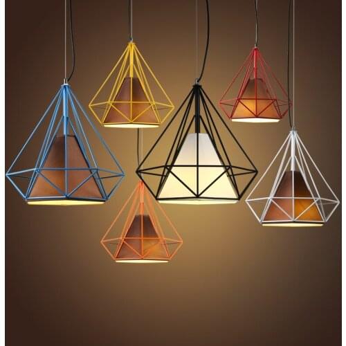 Edison Bulb freely Nordic Modern Fashion Minimalist Design Iron Art Triangle pyramid Colorful Frame Pendant Light