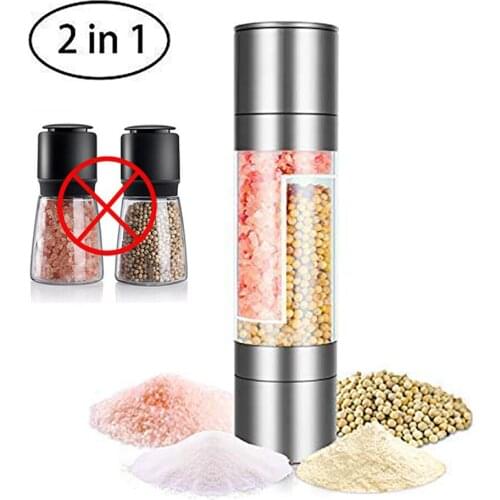 Pepper Grinder 2 In 1 Stainless Steel Manual Salt And Pepper Mill Grinder Spice Shakers Kitchen Tools Accessories For Cooking