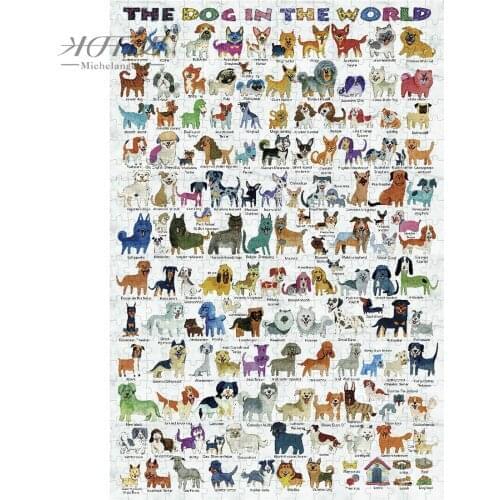 Michelangelo Wooden Jigsaw Puzzles 500 1000 1500 2000 Pieces Dog in the World Cartoon Animals Kid Educational Toy Painting Decor