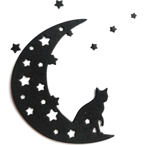 Miss Vintage 2021 New Halloween Moon Cat Metal Cutting Dies Craft Die Cut for Scrapbooking DIY Home Decorative