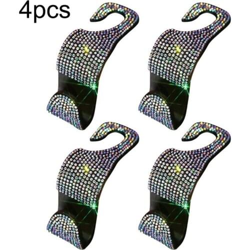 Multifunctional Car Seat Back Hook White Diamond Diamond-studded Creative Car Rear Seat Hook Car Accessory