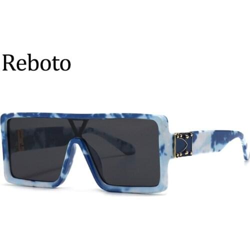 Fashion Square Sunglasses Women 2020 Luxury Brand Designer Blue Vintage Big Glasses Men New Oversized Black Sunglasses Woman