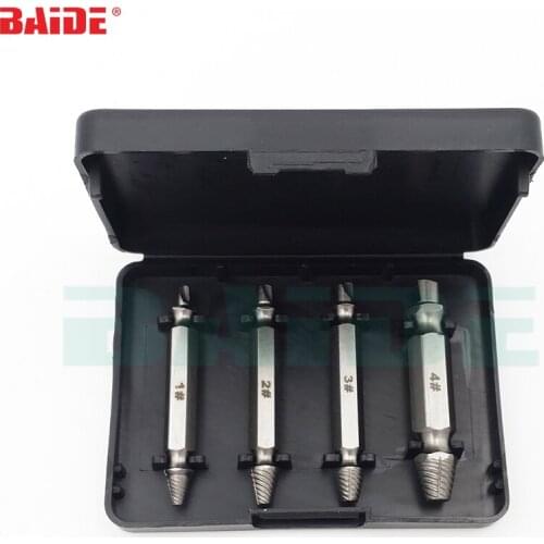 4pcs Damaged Screw Extractor Drill Bits Guide Set Broken Speed Out Easy out Bolt Stud Stripped Screw Remover Tool 100sets/lot