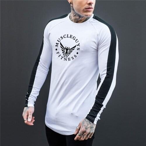 New Brand High Quality Long Sleeve T-Shirt Men Letter Print O-neck t shirt Cotton Fashion Lengthen Streetwear Spring New Tops