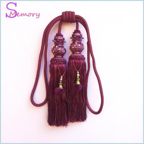 New red bayberry European curtain tassels hanging ball tie strap holder accessories home decor