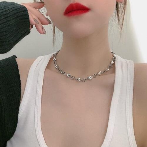 New Arrival Necklaces Fashion Women Chokers Necklaces Trendy Link Chain Metal Heart All Compatible Part Elegant Simple Jewelry