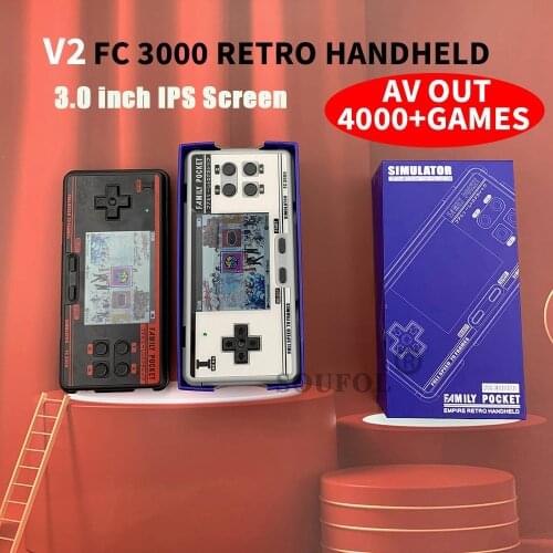 Newest FC3000 V2 Handheld Game Console 10 Simulator Childrens Color Screen TV Gaming Console for PXPX7 Black Grey Dropshipping