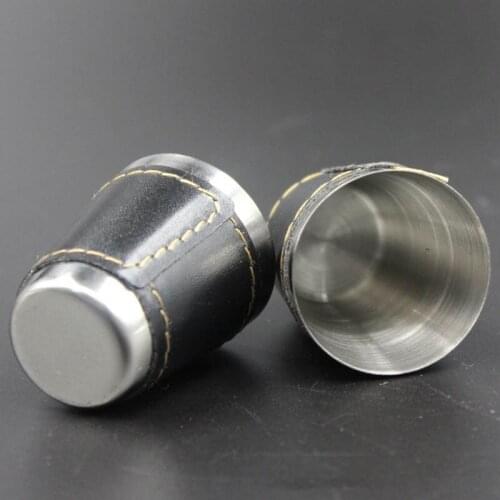Portable Leather Case Alcohol Accessories Travel camping Mugs 30ML 4Pcs Cups Set Outdoor Supplies Wine Beer Whiskey Cups
