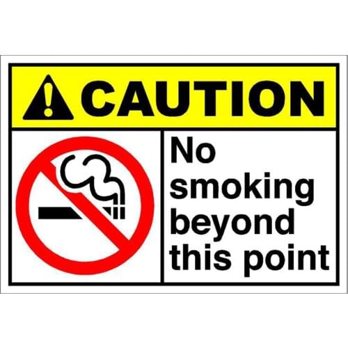 No Smoking Beyond This Point Caution OSHA/Ansi Poster Funny Art Decor Vintage Aluminum Retro Metal Tin Sign