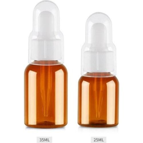 25ml 35ml Empty Plastic Brown Dropper Bottle Orifice Cap Essential Oil Bottles Cosmetic Container For Travel F107