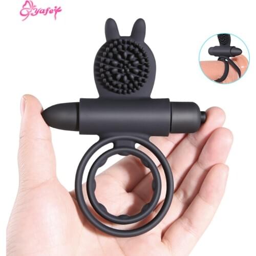 Silicone Delay Ejaculation Penis Male Ring Bullet Vibrator Clitoris Stimulate Lock Sex Ring Adult Sex Toys for Men