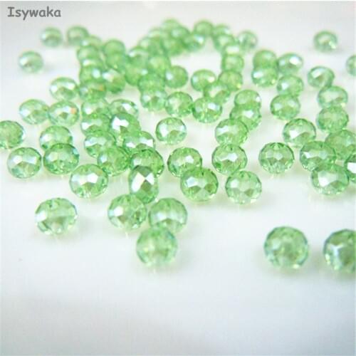 Isywaka Light Green AB Color 3*4mm 145pcs Rondelle Austria faceted Crystal Glass Beads Loose Spacer Beads for Jewelry Making
