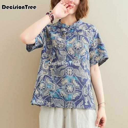 2021 traditional chinese clothing women tops blouses cotton linen shirt oriental female hanfu female china cheongsam tops