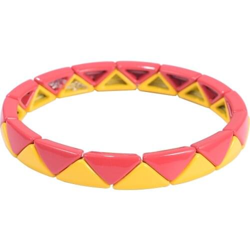 Triangle enamel tile beads vsco bracelets women myuki tila beads bracelet 2020 rainbow armcandy beaded jewelry summer stacking