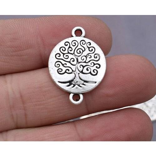 10pcs Antique Silver Plated Tree of Life Charm Connector for Jewelry Making Bracelet DIY Accessories Handmade Craft